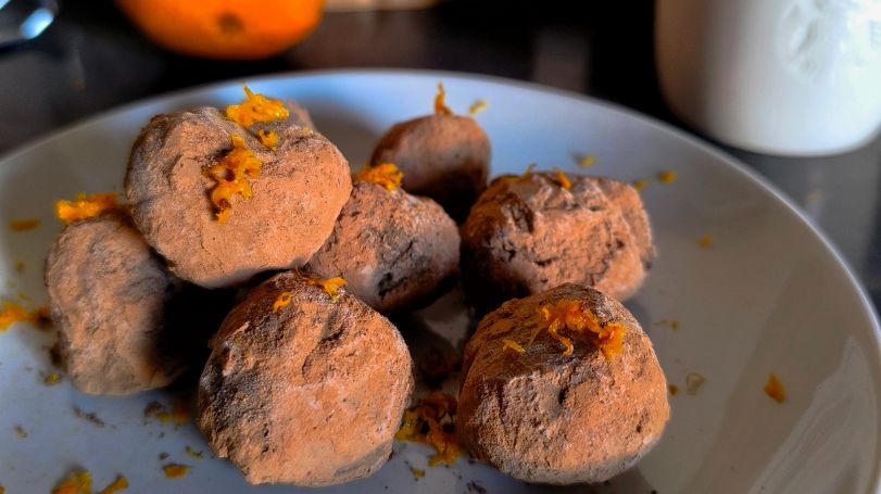 Trufas de calabaza, naranja y chocolate