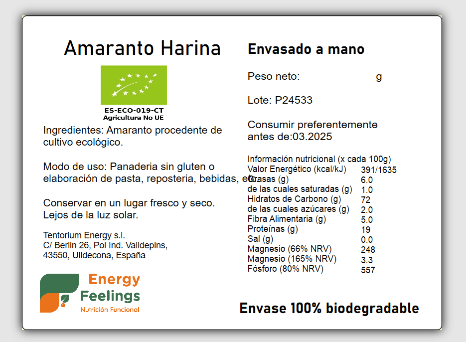 AMARANTO GRANO ECO A GRANEL