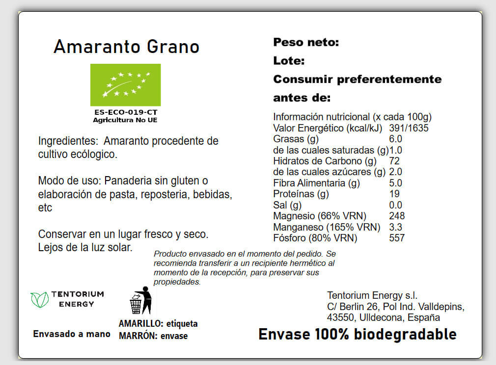 AMARANTO GRANO ECO A GRANEL