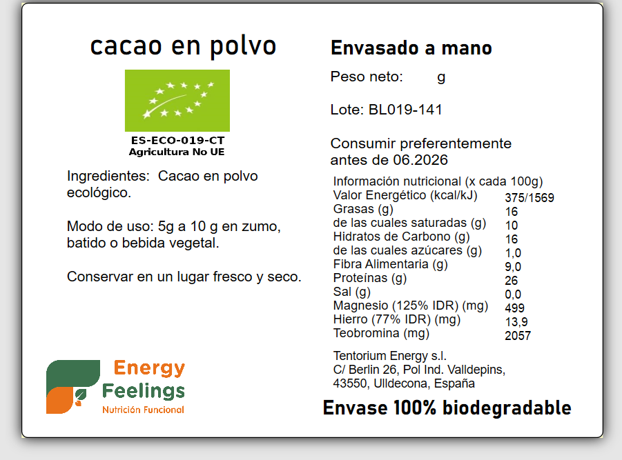 CACAO EN POLVO ECO A GRANEL