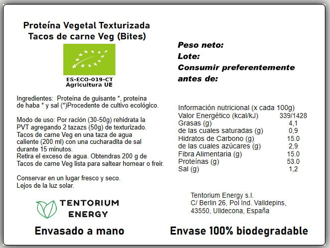 PROTEÍNA VEGETAL TEXTURIZADA TACOS DE CARNE VEG ECO A GRANEL