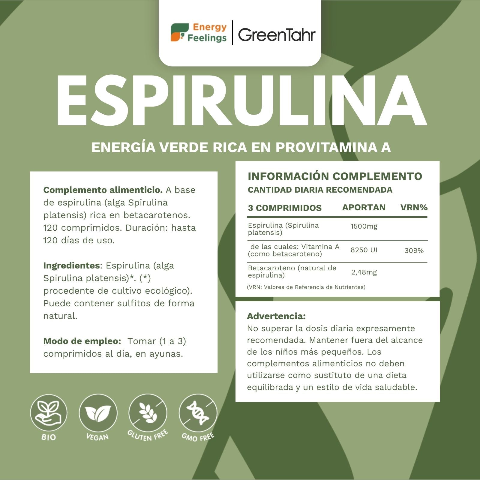 ESPIRULINA ECO biodisponible - 120 comprimidos