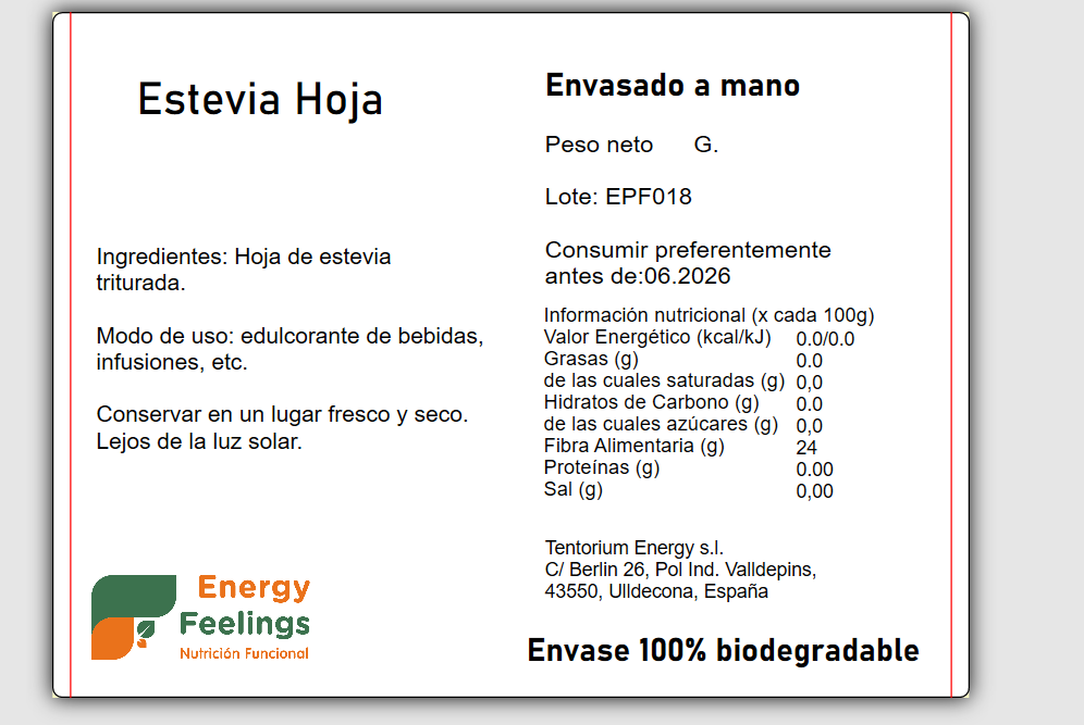 ESTEVIA HOJA ECO A GRANEL