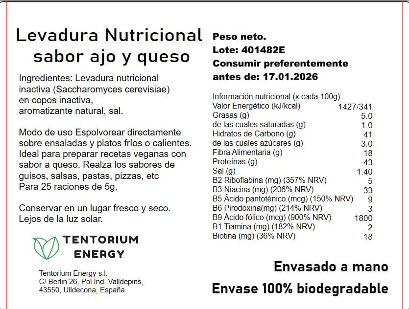 LEVADURA NUTRICIONAL CON AJO Y QUESO GRANEL