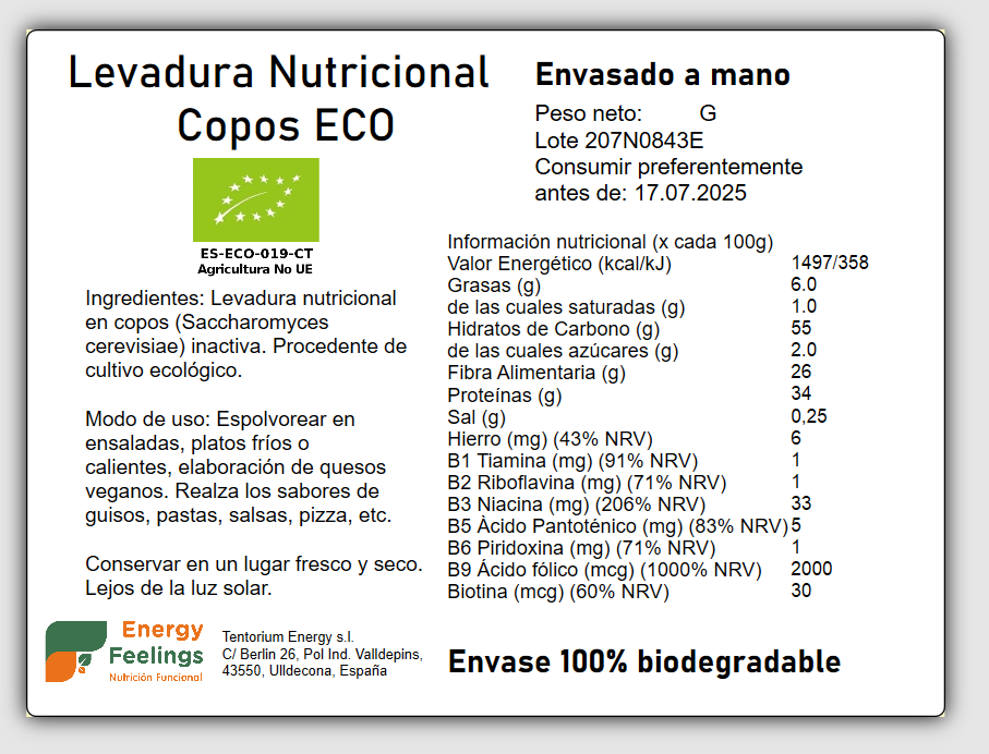 LEVADURA NUTRICIONAL COPOS A GRANEL