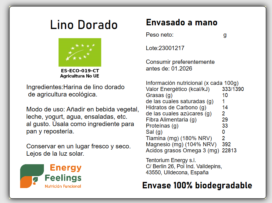 LINO DORADO ECO EN POLVO A GRANEL