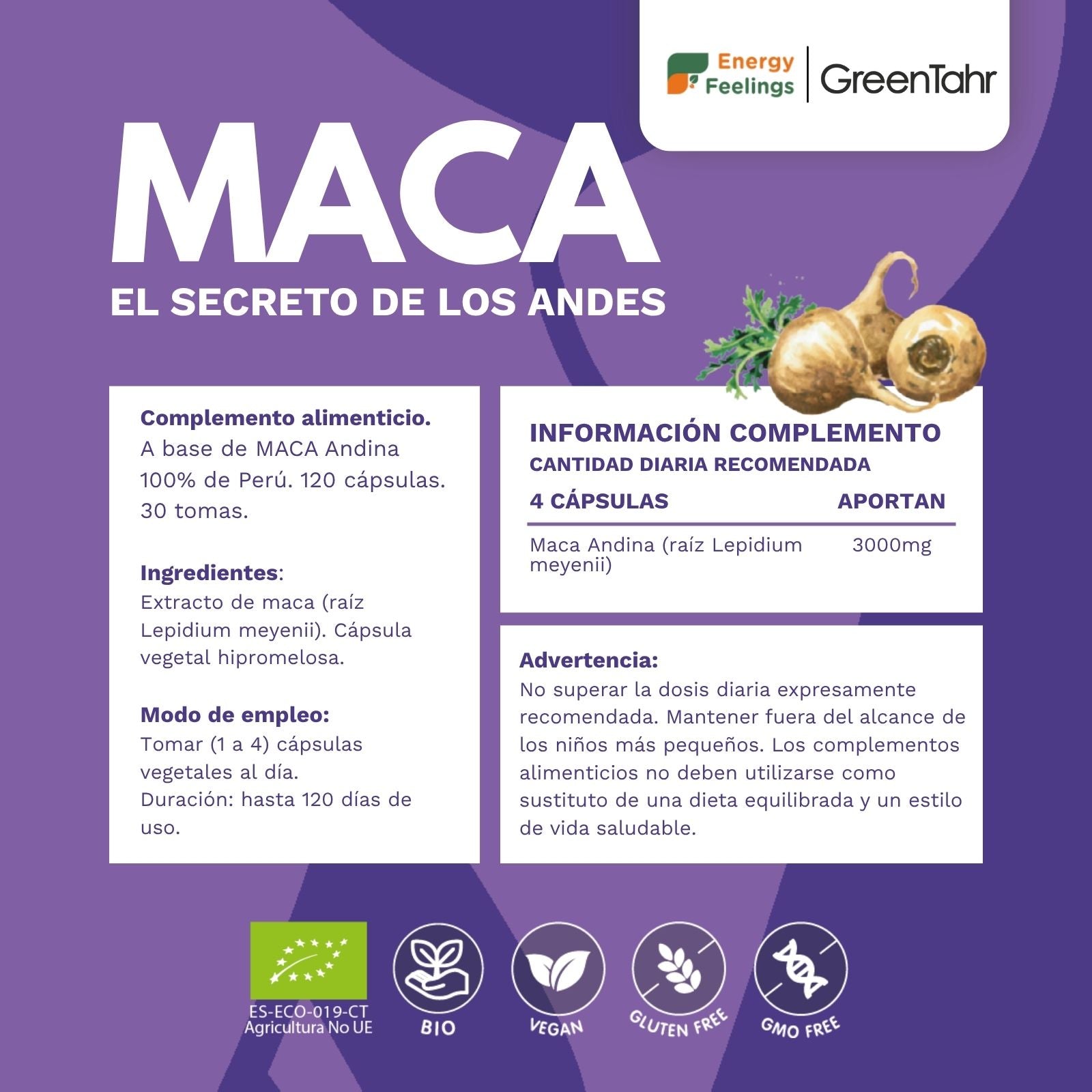 MACA ANDINA ECO biodisponible - 120 cápsulas