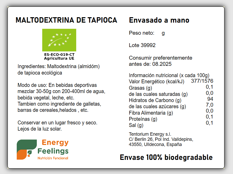 MALTODEXTRINA DE TAPIOCA GRANEL