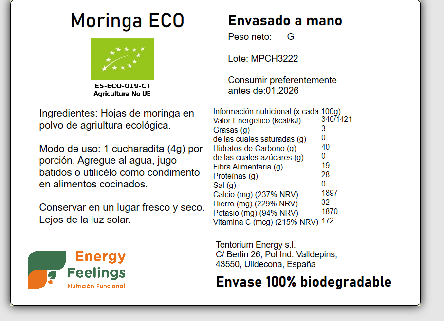 MORINGA EN POLVO ECO A GRANEL