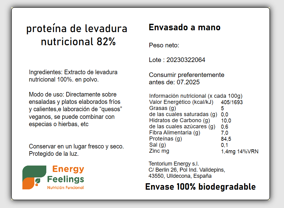 PROTEÍNA DE LEVADURA NUTRICIONAL GRANEL