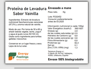 PROTEÍNA DE LEVADURA NUTRICIONAL SABOR VAINILLA GRANEL