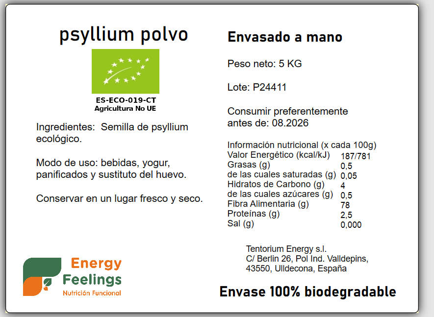 PSYLLIUM POLVO ECO A GRANEL