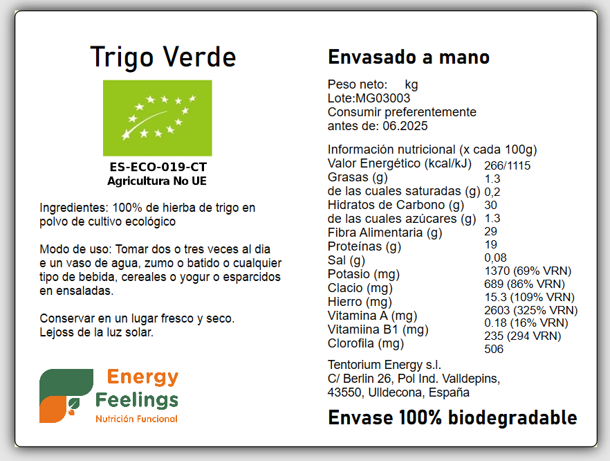 HIERBA DE TRIGO VERDE ECO A GRANEL