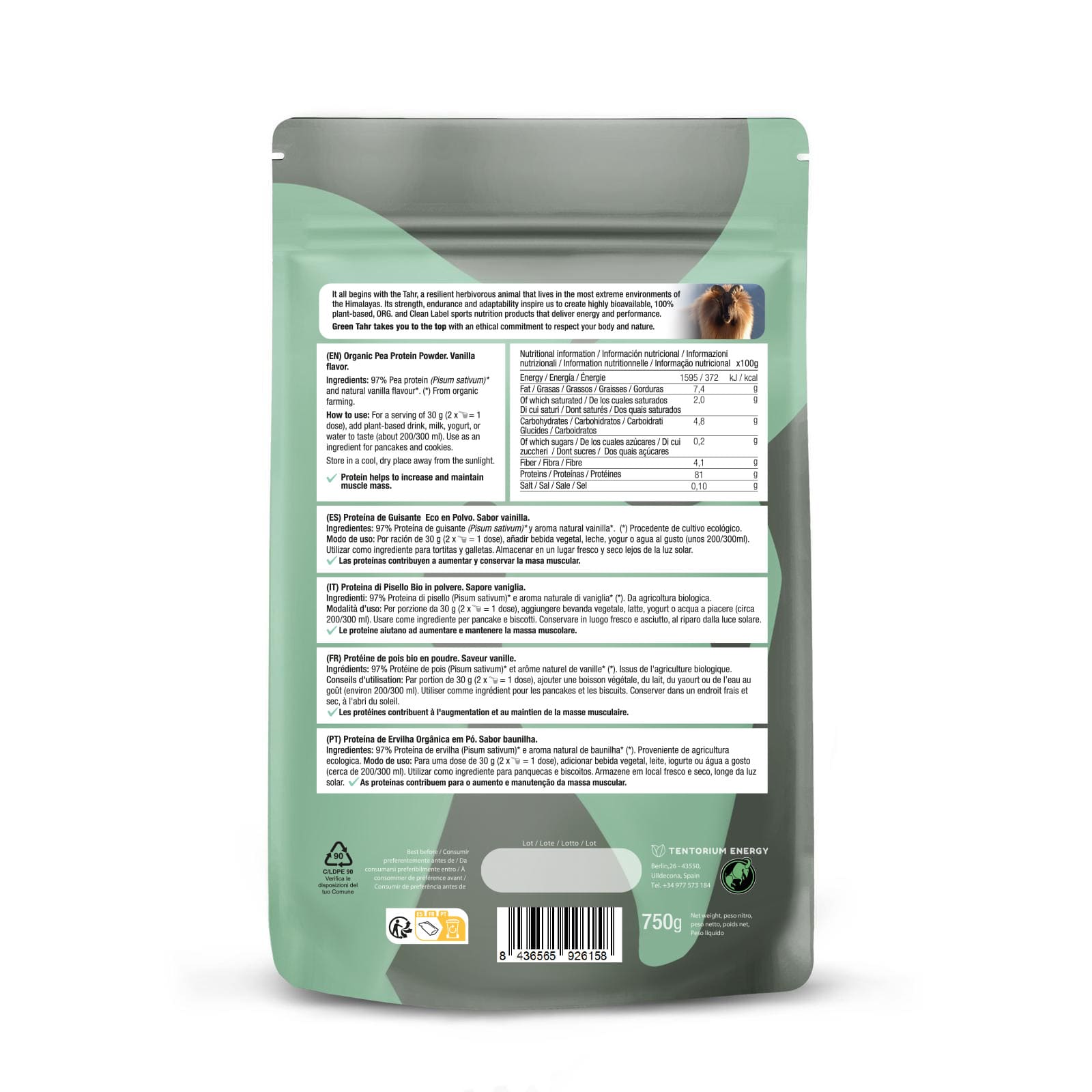 PROTEÍNA DE GUISANTE SABOR VAINILLA ECO - 750g