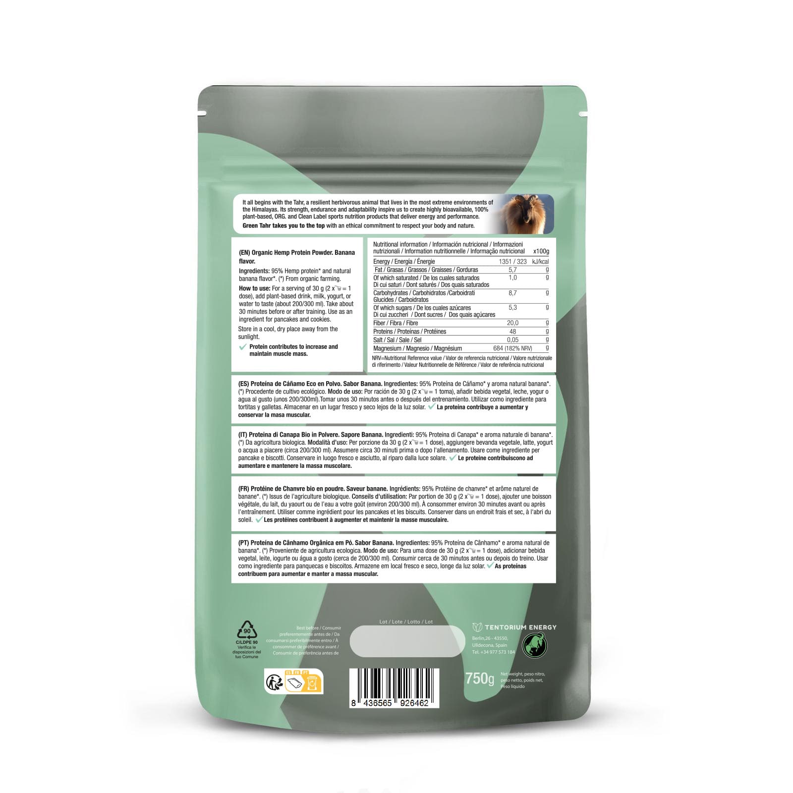 PROTEÍNA DE CÁÑAMO SABOR BANANA ECO - 750g