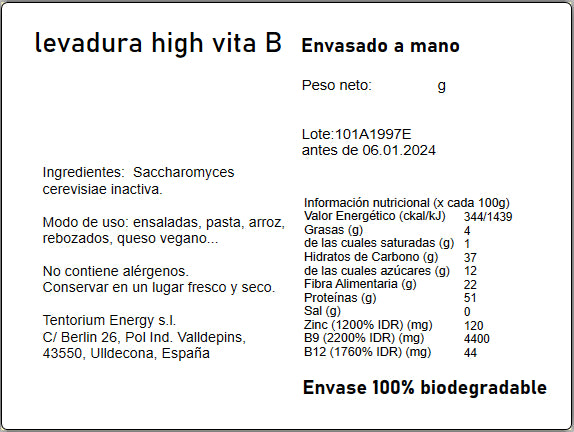 LEVADURA NUTRICIONAL HIGH VITA B12 + COPOS A GRANEL