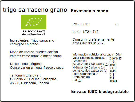 Trigo Sarraceno en Grano SECOFRUT - Semillas para cocinar